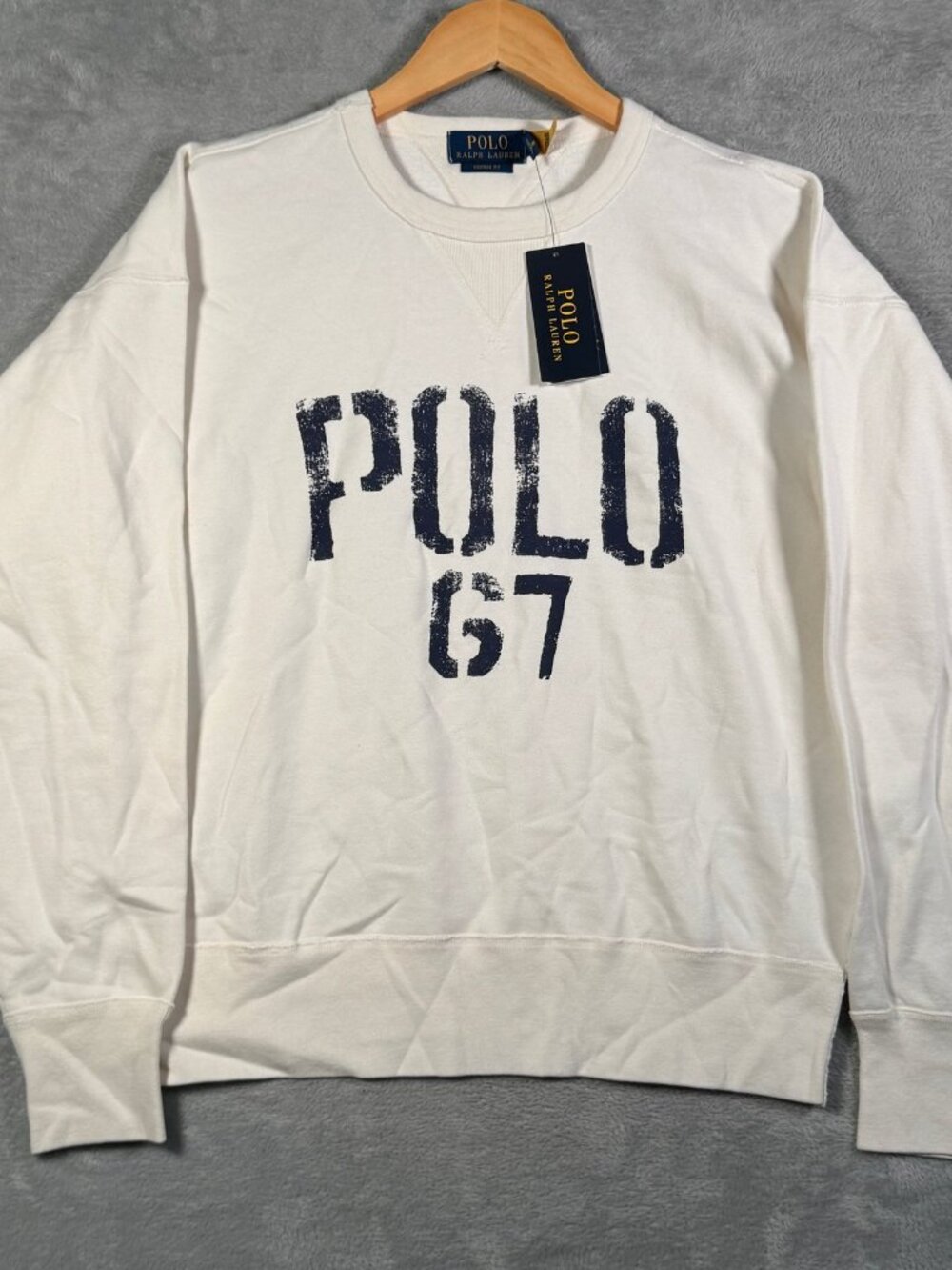 Polo Ralph Lauren Sweatshirt Mens S White Vintage Fit Fleece Stencil 67 $140
